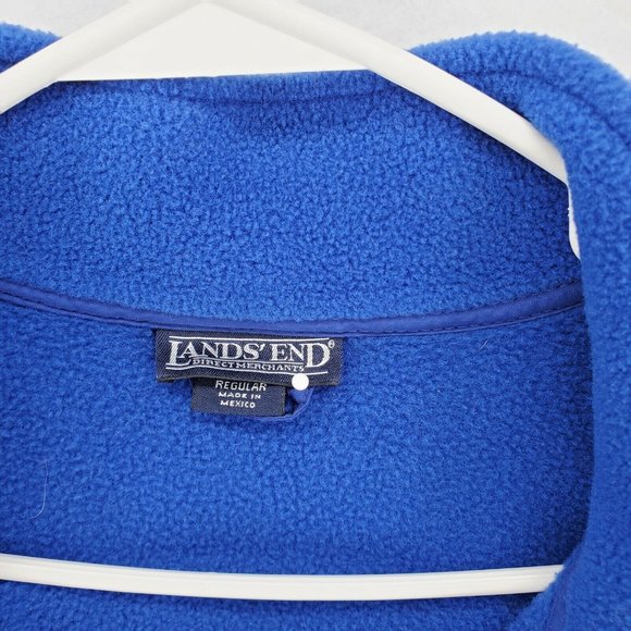 LAND'S END Vest Men's Full Zip Fleece Blue Mock Neck Zipper Pockets Size Reg XXL - Picture 7 of 11
